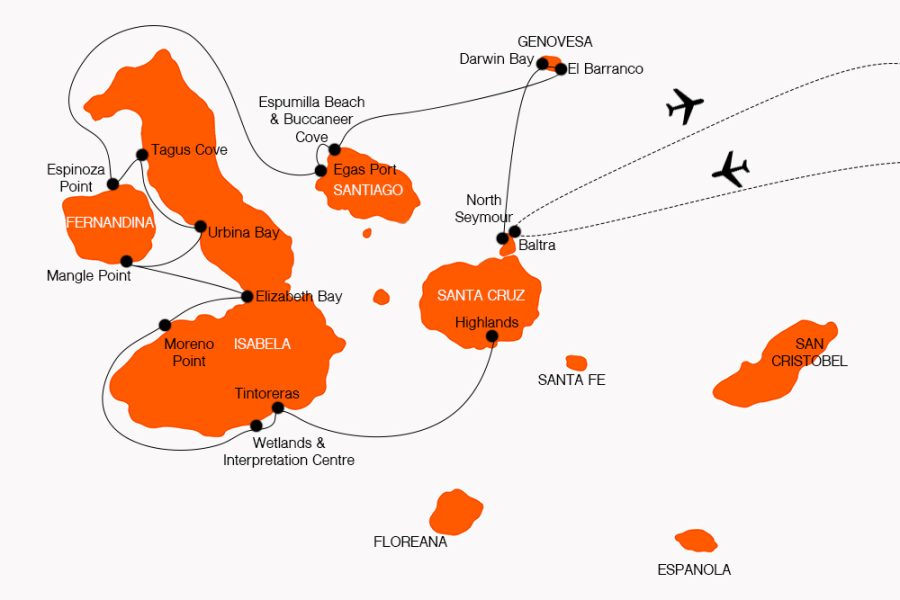 11 Day Galapagos Cruise Map