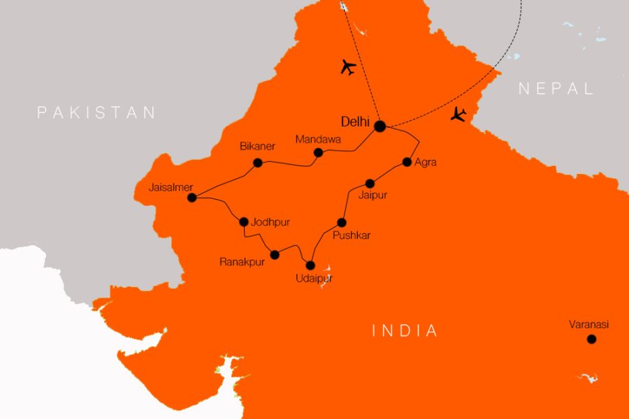 15 day incledible india MAP