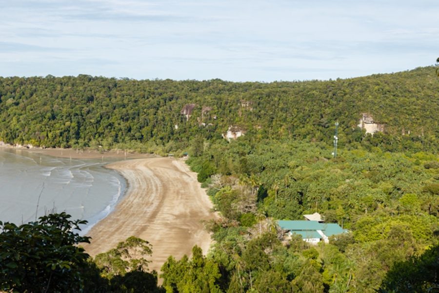 View of rainforest and beach in Bako National Park, Sarawak. Borneo. Malaysia