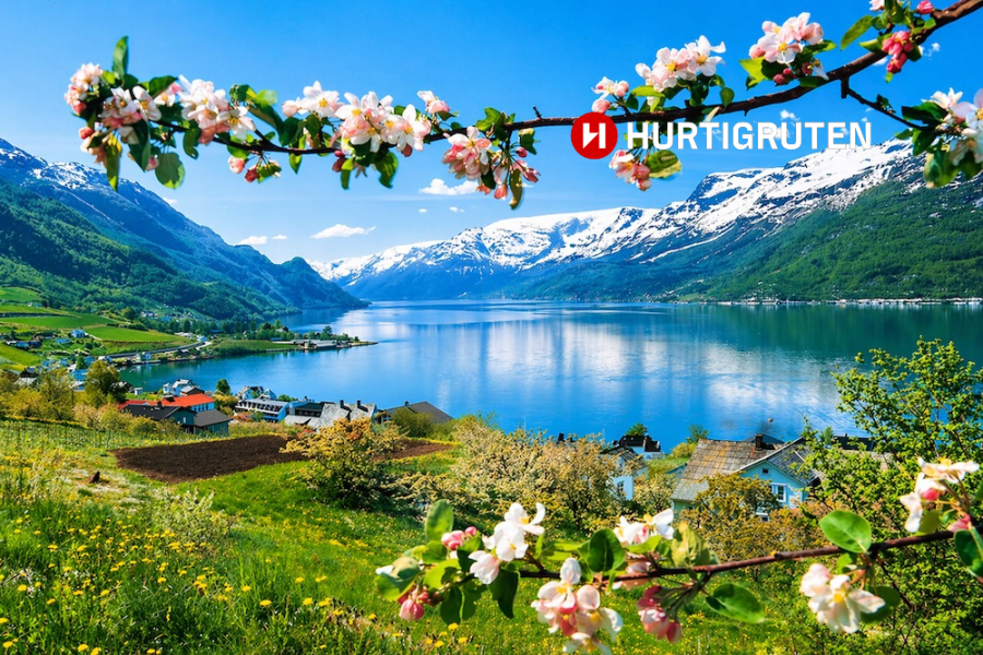 Hardangerfjord-Norway-Hurtigruten with Logo