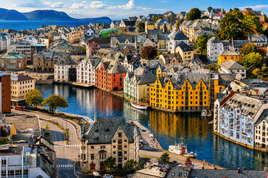 Hurtigruten - Alesund from Air