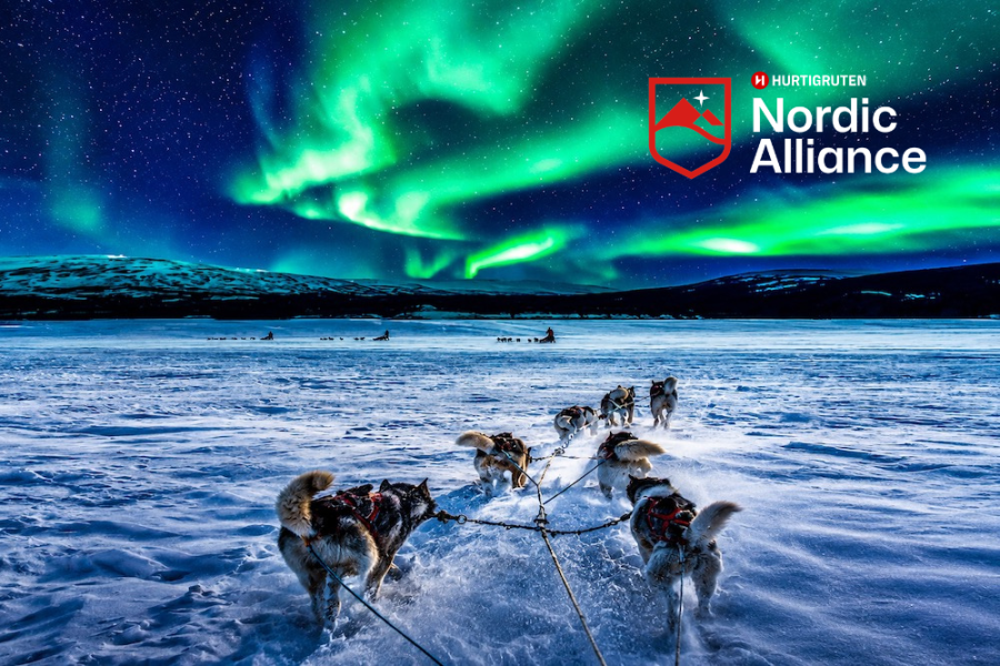 Hurtigruten - Northern Lights and Huskies with Nordic Alliance Logo