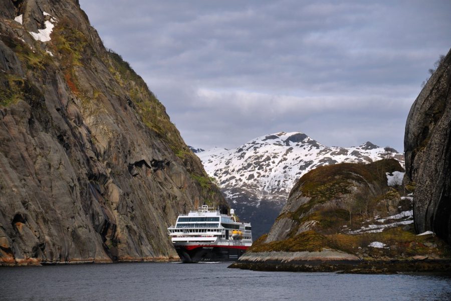 MS Trollfjord sailing into the Trollfjord