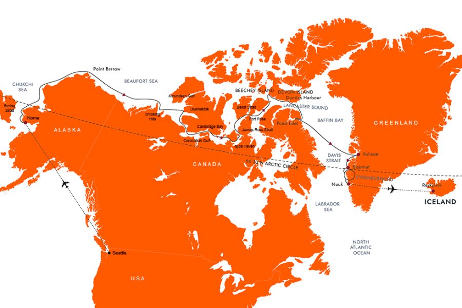 North West Passage Cruise Map Hurtigruten