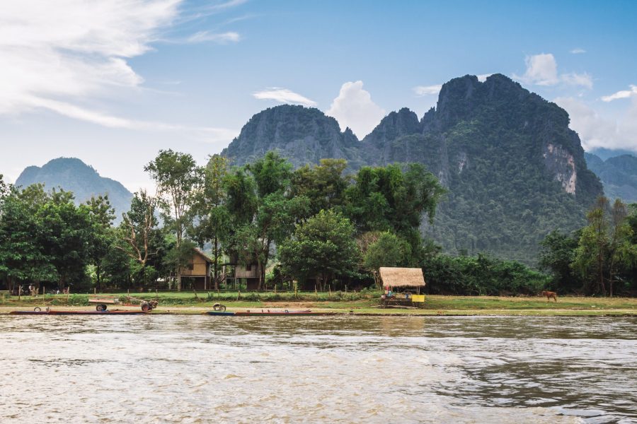 Landscape and mountain in Vang Vieng, Laos.